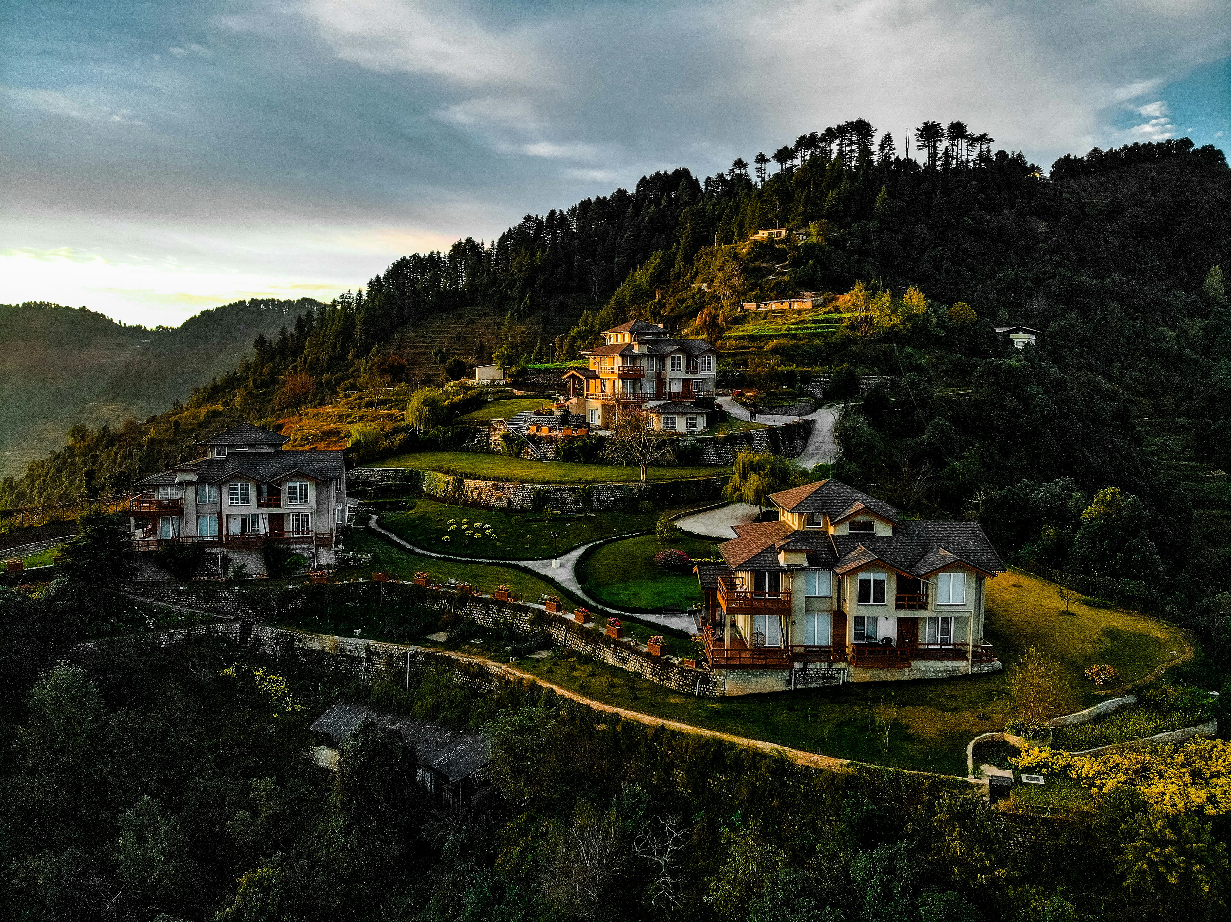 Mussoorie hill station view with lush green valleys